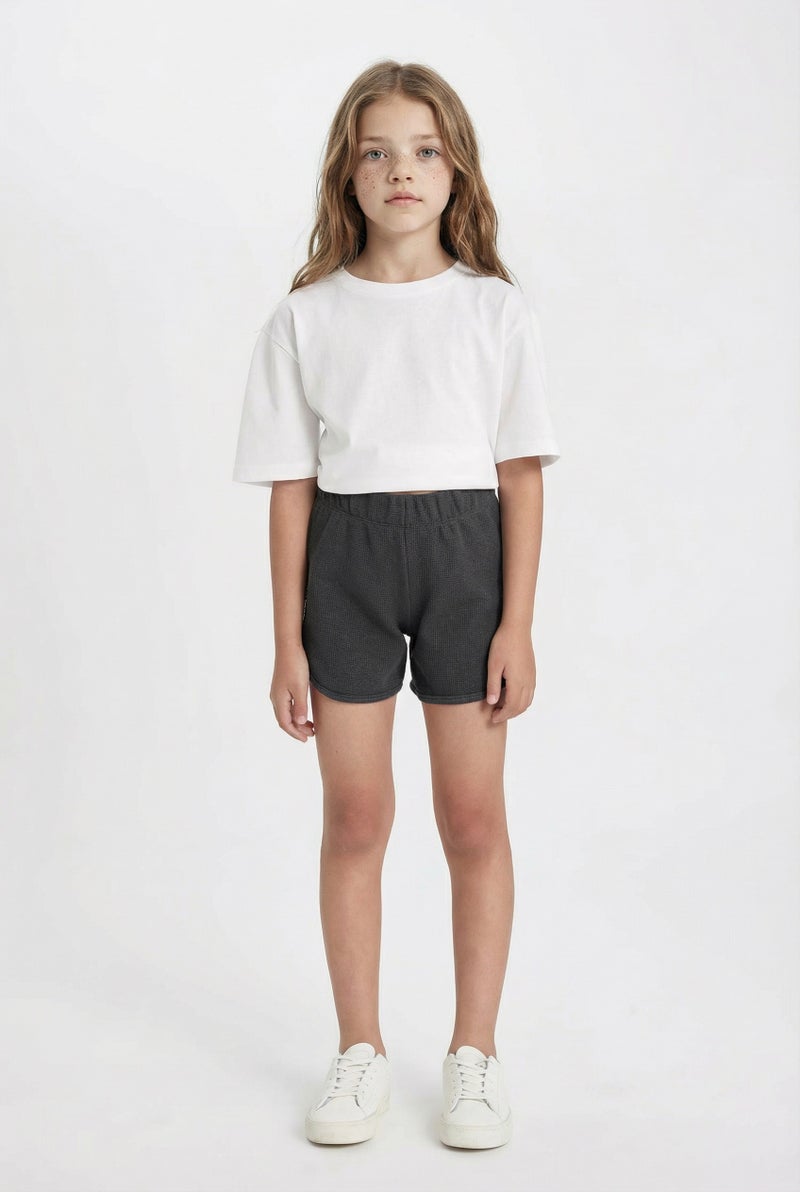 DeFacto Grey Girl Girl Waffle Shorts Casual - Image 1